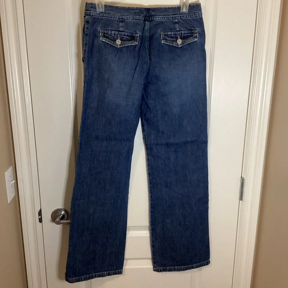 Old Navy Just Below The Waist Women's Wide Leg Denim Jeans Size 4 Draw String - Picture 3 of 8